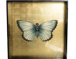 Hot Pamono Butterfly Square Tray in Lacquered Wood by Les Ottomans