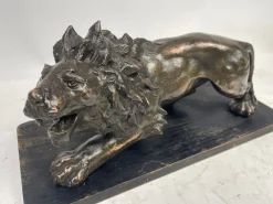 Pamono C. Ganci, Lion Sculpture, 1920s, Silvered Copper> Art Nouveau