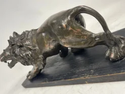 Pamono C. Ganci, Lion Sculpture, 1920s, Silvered Copper><noscript><img width=