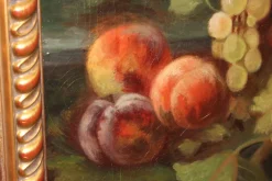 Pamono C. Moll, Fruits and Dahlias, Late 19th Century, Oil on Canvas, Framed><noscript><img width=