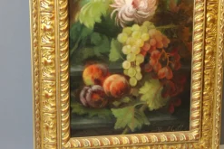 Pamono C. Moll, Fruits and Dahlias, Late 19th Century, Oil on Canvas, Framed><noscript><img width=