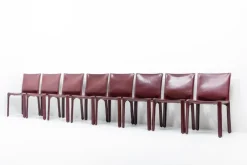 Pamono Cab 412 Bordeaux Red Chair Set by Mario Bellini for Cassina, 1990s, Set of 8> Office Chairs
