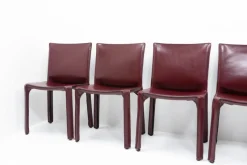Pamono Cab 412 Bordeaux Red Chair Set by Mario Bellini for Cassina, 1990s, Set of 8><noscript><img width=