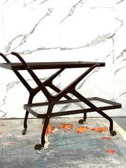 Pamono Caesar Lacquer Wooden Food Cart by Cesare Lacca, 1950s><noscript><img width=