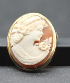 Pamono Cameo Brooch and Pendant in Shell and Gold> Brooches