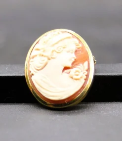 Pamono Cameo Brooch and Pendant in Shell and Gold><noscript><img width=
