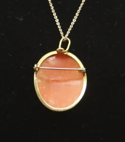 Pamono Cameo Brooch and Pendant in Shell and Gold><noscript><img width=