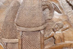 New Pamono Cameroonian Bamoun Artist, Carved Monoxyle Bas-Relief Panel, 1960s, Wood