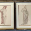Pamono Camille Roche, Nudes from the Front and Back, 1920s-1940s, Watercolors, Set of 2> Art Deco