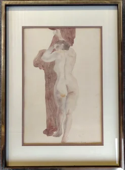 Pamono Camille Roche, Nudes from the Front and Back, 1920s-1940s, Watercolors, Set of 2><noscript><img width=