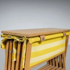 New Pamono Camp Cot in Wood and Yellow Canvas, 1960s