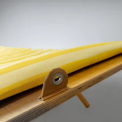 New Pamono Camp Cot in Wood and Yellow Canvas, 1960s