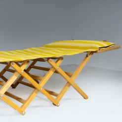 New Pamono Camp Cot in Wood and Yellow Canvas, 1960s