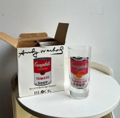 Pamono Campbells Series Glasses attributed to Andy Warhol Produced for Block, 1990s, Set of 4><noscript><img width=