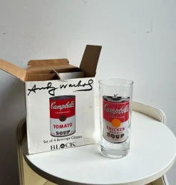 Pamono Campbells Series Glasses attributed to Andy Warhol Produced for Block, 1990s, Set of 4><noscript><img width=
