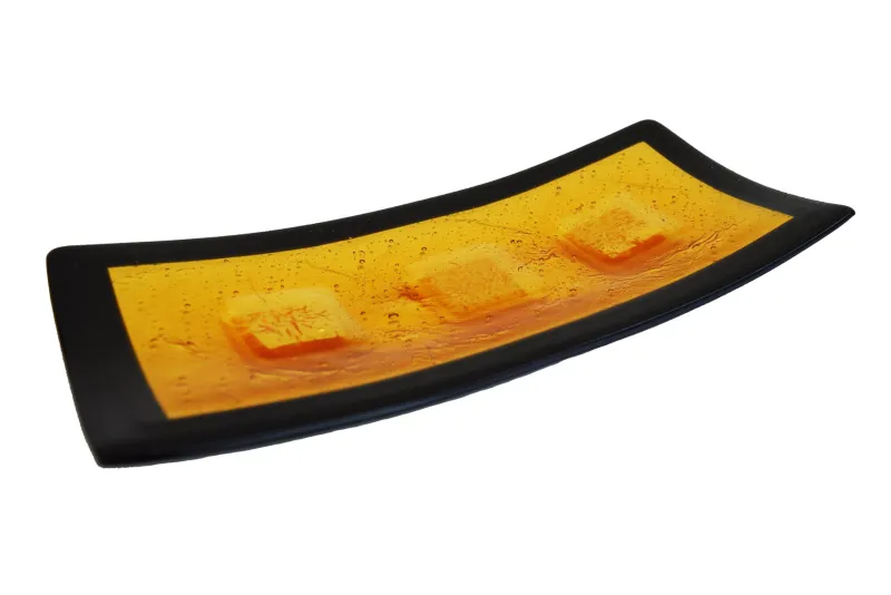 Best Pamono Campielo Q30 Murano Glass Plate with Gold leaf by Stefano Birello for VéVé Glass
