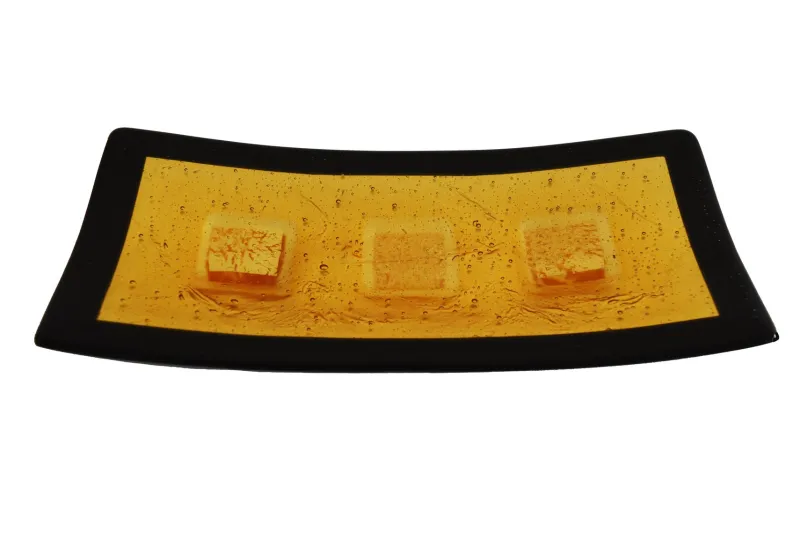 Best Pamono Campielo Q30 Murano Glass Plate with Gold leaf by Stefano Birello for VéVé Glass
