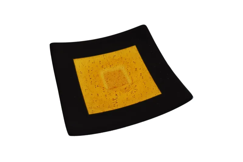 Pamono Campielo Q20 Murano Glass Plate with Gold leaf by Stefano Birello for VéVé Glass