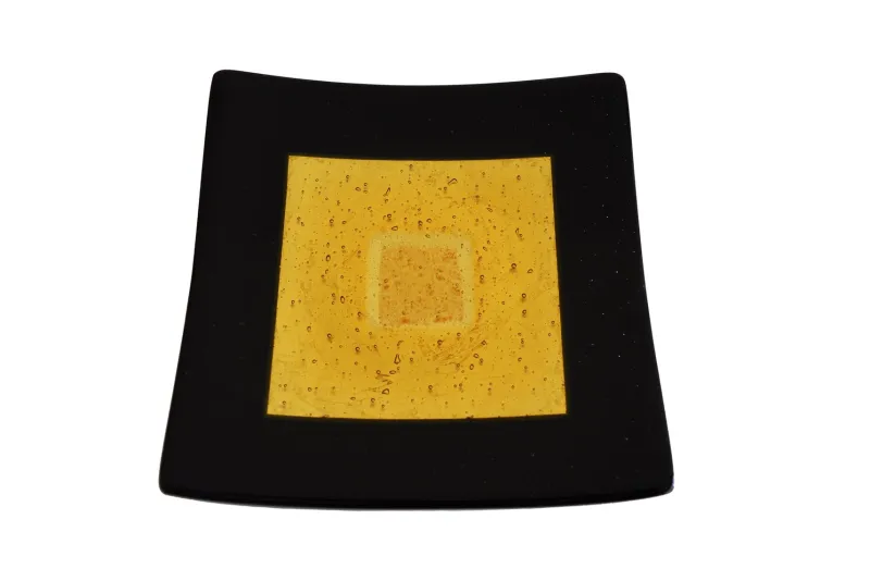 Pamono Campielo Q20 Murano Glass Plate with Gold leaf by Stefano Birello for VéVé Glass