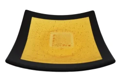 Outlet Pamono Campielo Q25 Murano Glass Plate with Gold leaf by Stefano Birello for VéVé Glass