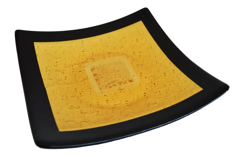 Outlet Pamono Campielo Q25 Murano Glass Plate with Gold leaf by Stefano Birello for VéVé Glass