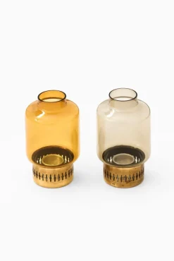 Discount Pamono Candelsticks in Brass and Glass attributed to Hans-Agne Jakobsson, 1950s, Set of 2