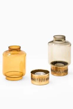 Discount Pamono Candelsticks in Brass and Glass attributed to Hans-Agne Jakobsson, 1950s, Set of 2