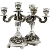 Pamono Candleholders in Relief Silver with Shells, Set of 2> Candleholders