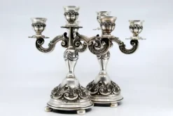 Pamono Candleholders in Relief Silver with Shells, Set of 2> Candleholders