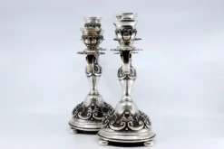 Pamono Candleholders in Relief Silver with Shells, Set of 2><noscript><img width=