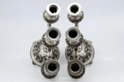 Pamono Candleholders in Relief Silver with Shells, Set of 2><noscript><img width=