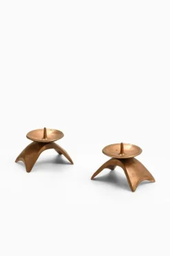 Pamono Candlesticks in Brass, 1960s, Set of 2> Candleholders