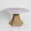 Best Pamono Caprarola Rattan and Travertine Round Table by Barracuda Interiors