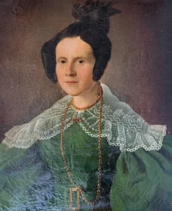 Hot Pamono Captain's Wife Portrait, 1800s, Oil on Canvas
