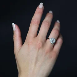 Online Pamono Carat Diamonds 18 Karat Yellow Gold Platinum Cluster Ring