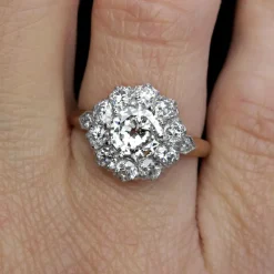 Online Pamono Carat Diamonds 18 Karat Yellow Gold Platinum Cluster Ring