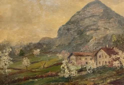 Pamono Carlo Aimetti, Mountain Landscape, 20th Century, Oil on Panel, Framed> Painting