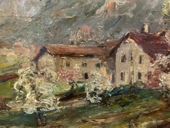Pamono Carlo Aimetti, Mountain Landscape, 20th Century, Oil on Panel, Framed><noscript><img width=
