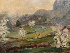 Pamono Carlo Aimetti, Mountain Landscape, 20th Century, Oil on Panel, Framed><noscript><img width=