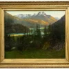 Hot Pamono Carlo Ferrari, View of Saint Moritz, Oil on Board, 1907, Framed