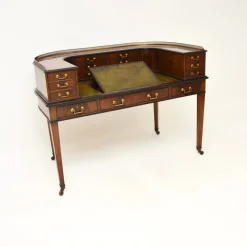 Outlet Pamono Carlton House Desk in Inlaid Mahogany with Leather Top, 1890s