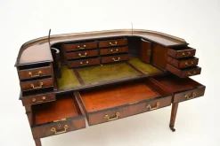 Outlet Pamono Carlton House Desk in Inlaid Mahogany with Leather Top, 1890s