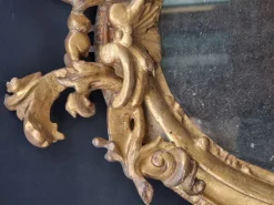Pamono Carved and Gilded Oval Framed Mirror, 1700><noscript><img width=