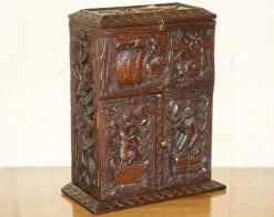 Best Pamono Carved Black Forest Wood Smoking Pipe Cabinet Box, 1870s