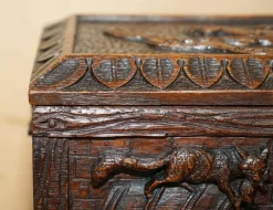 Best Pamono Carved Black Forest Wood Smoking Pipe Cabinet Box, 1870s