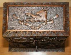 Best Pamono Carved Black Forest Wood Smoking Pipe Cabinet Box, 1870s