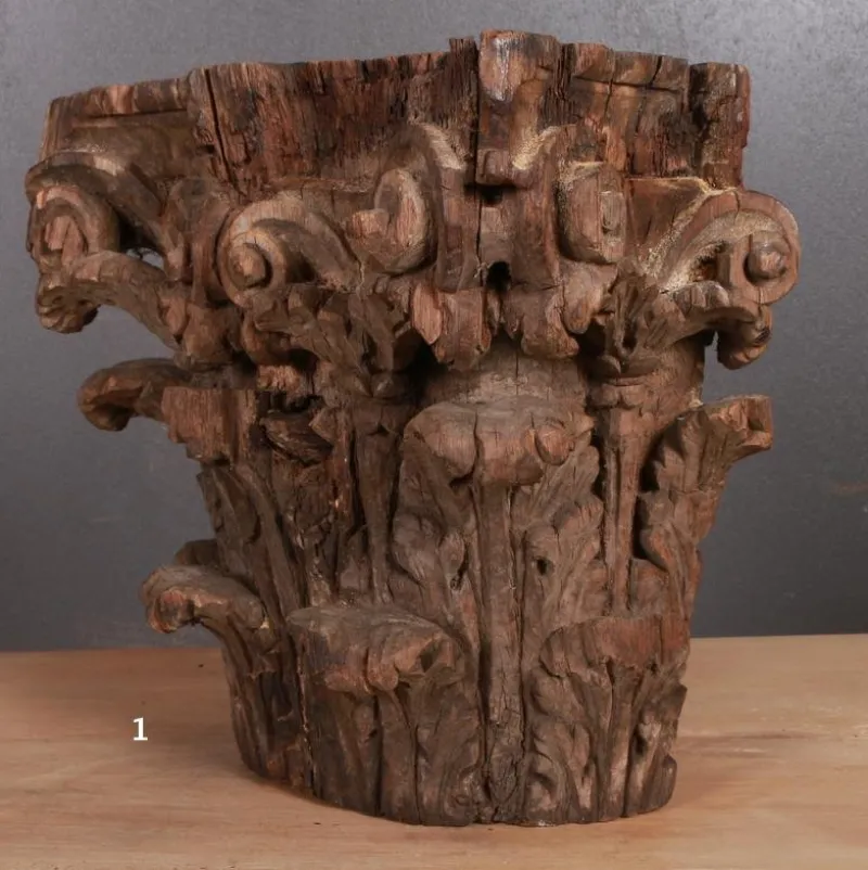 Pamono Carved Capitals, 1750s, Set of 2> Garden Accessories