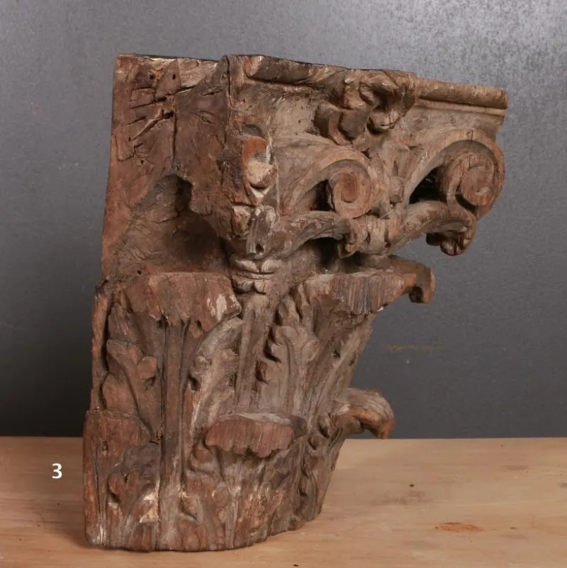 Pamono Carved Capitals, 1750s, Set of 2> Garden Accessories