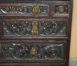 Outlet Pamono Carved English Oak Library Desk with Lions Head Brass Handles, 1860s