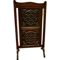 Sale Pamono Carved Gothic Oak Panelled Fire Screen, 1900s